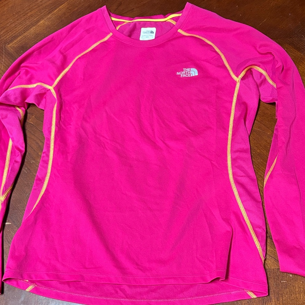 The North Face Fuchsia Long Sleeve with Yellow Trim
